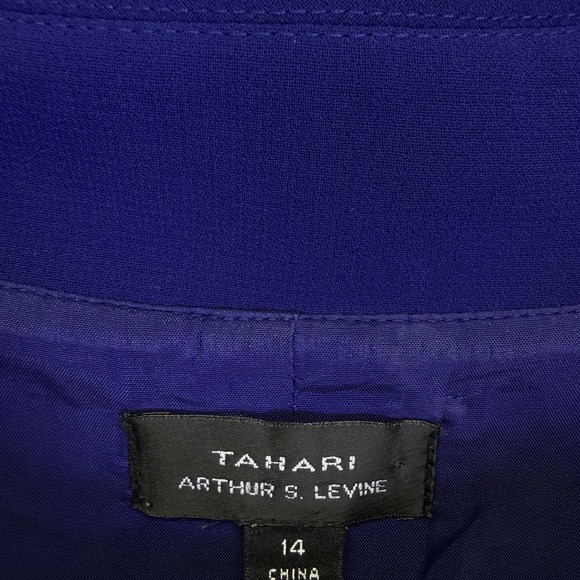 Tahari ASL Jackie O Sheath Dress Size 14 Blue 60's Classic Envelope Collar - Picture 9 of 16